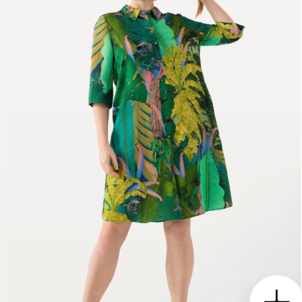 Ulla Popken Linen Blend Tropical Button Down 3/4 Sleeve Dress Size 20/22 - Picture 5 of 5